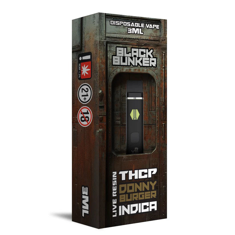 Black Bunker Live Resin THCp Disposable Vape 3G  HQD Tech USA