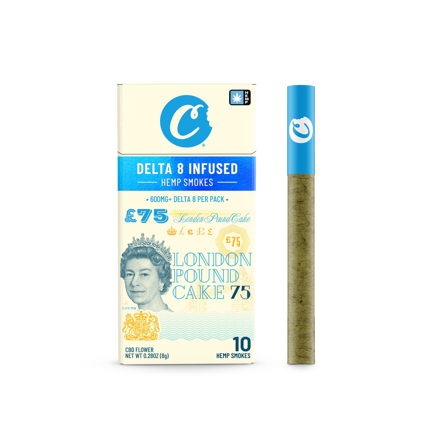 London Pound Cake 75 | Delta 8 Hemp Smokes - 10-pack