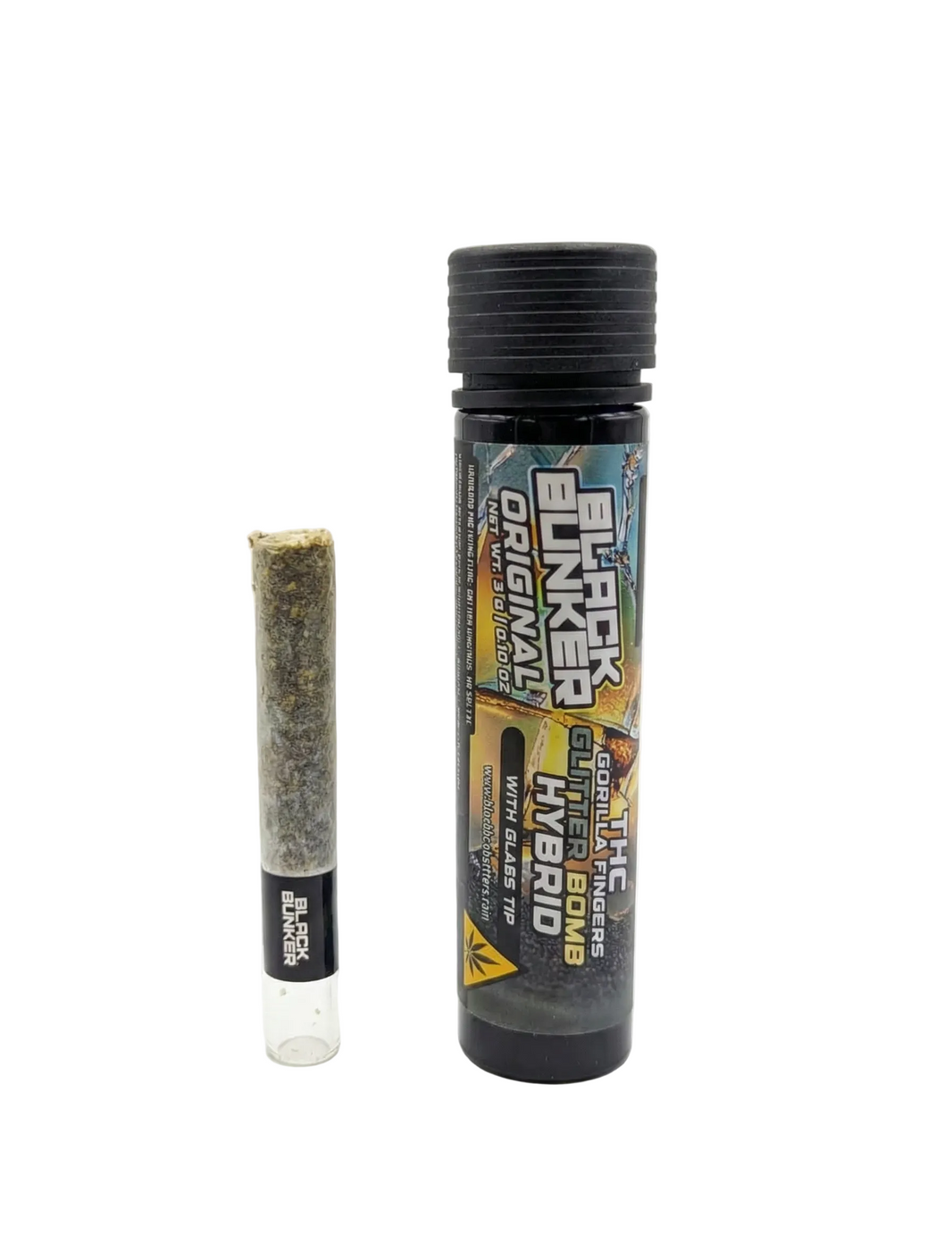 Black Bunker THC Gorilla Fingers Glass Tip Pre Rolls 3G