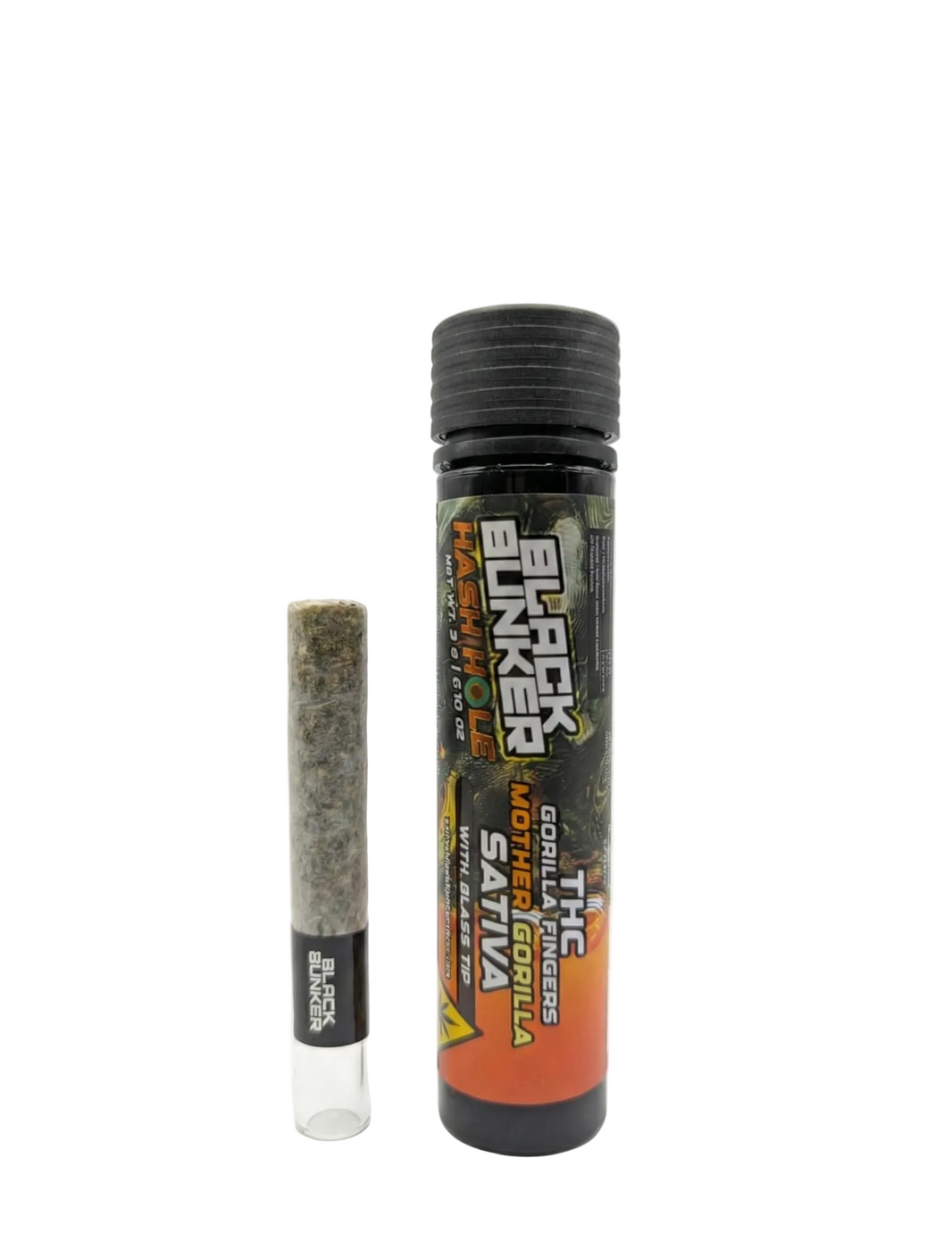 Black Bunker THC Gorilla Fingers Glass Tip Pre Rolls 3G