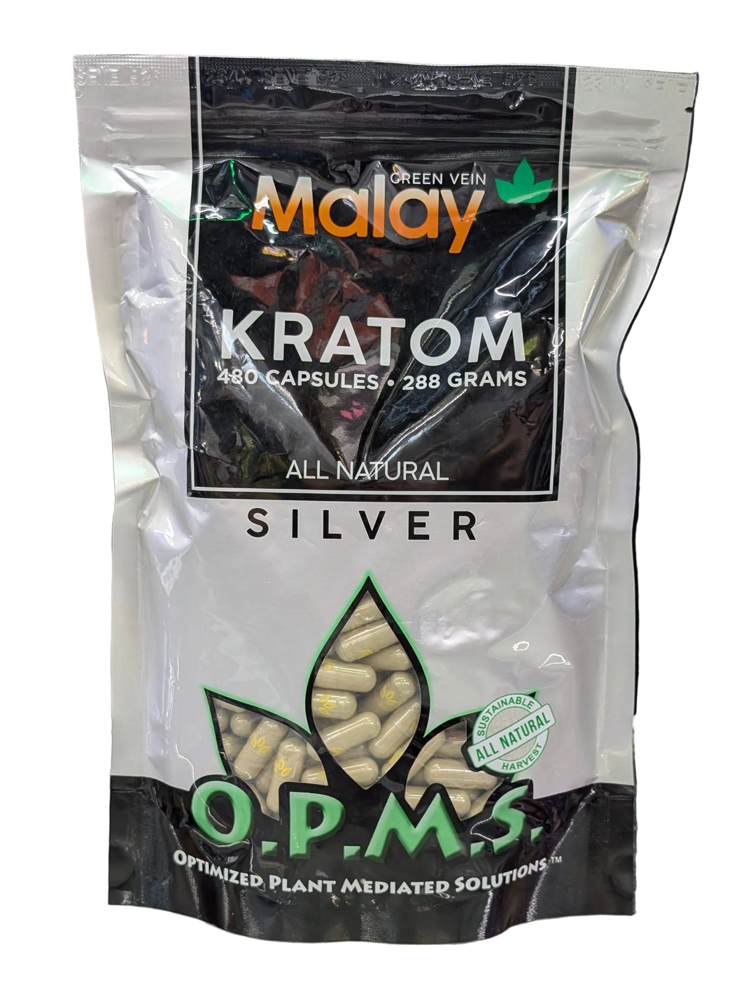 O.P.M.S. Silver Kratom Capsules (480Ct)