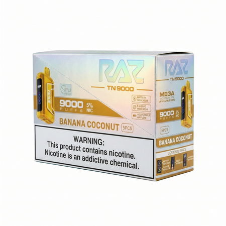 Raz TN9000 9000 Puffs 5 Pack - Banana Coconut
