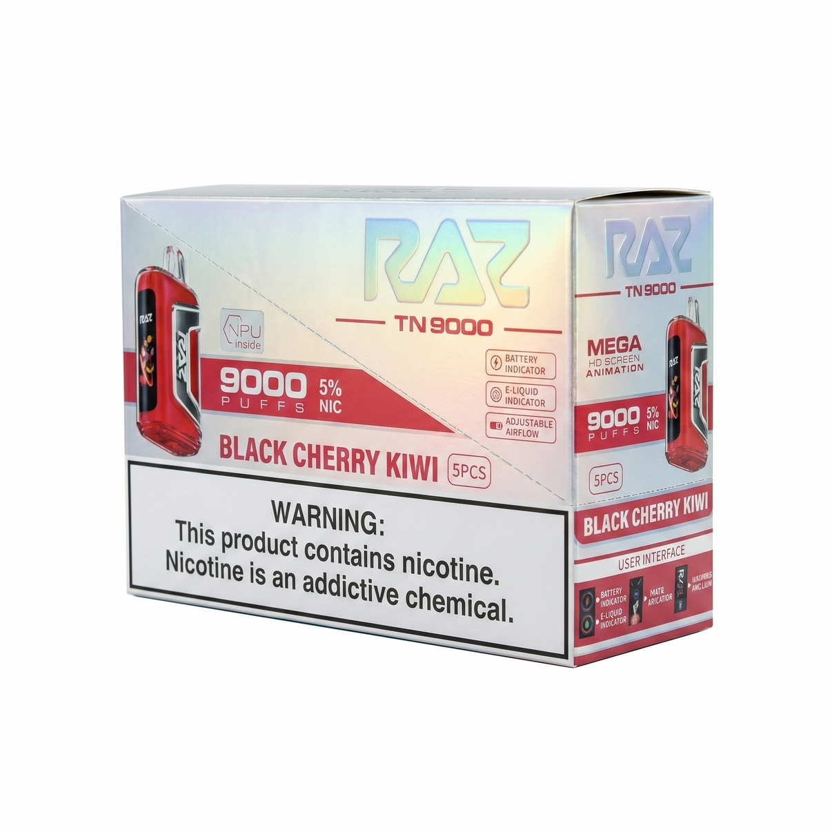 Raz TN9000 9000 Puffs 5 Pack - Black Cherry Kiwi