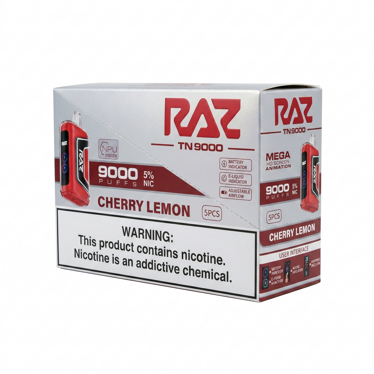 Raz TN9000 9000 Puffs 5 Pack - Cherry Lemon