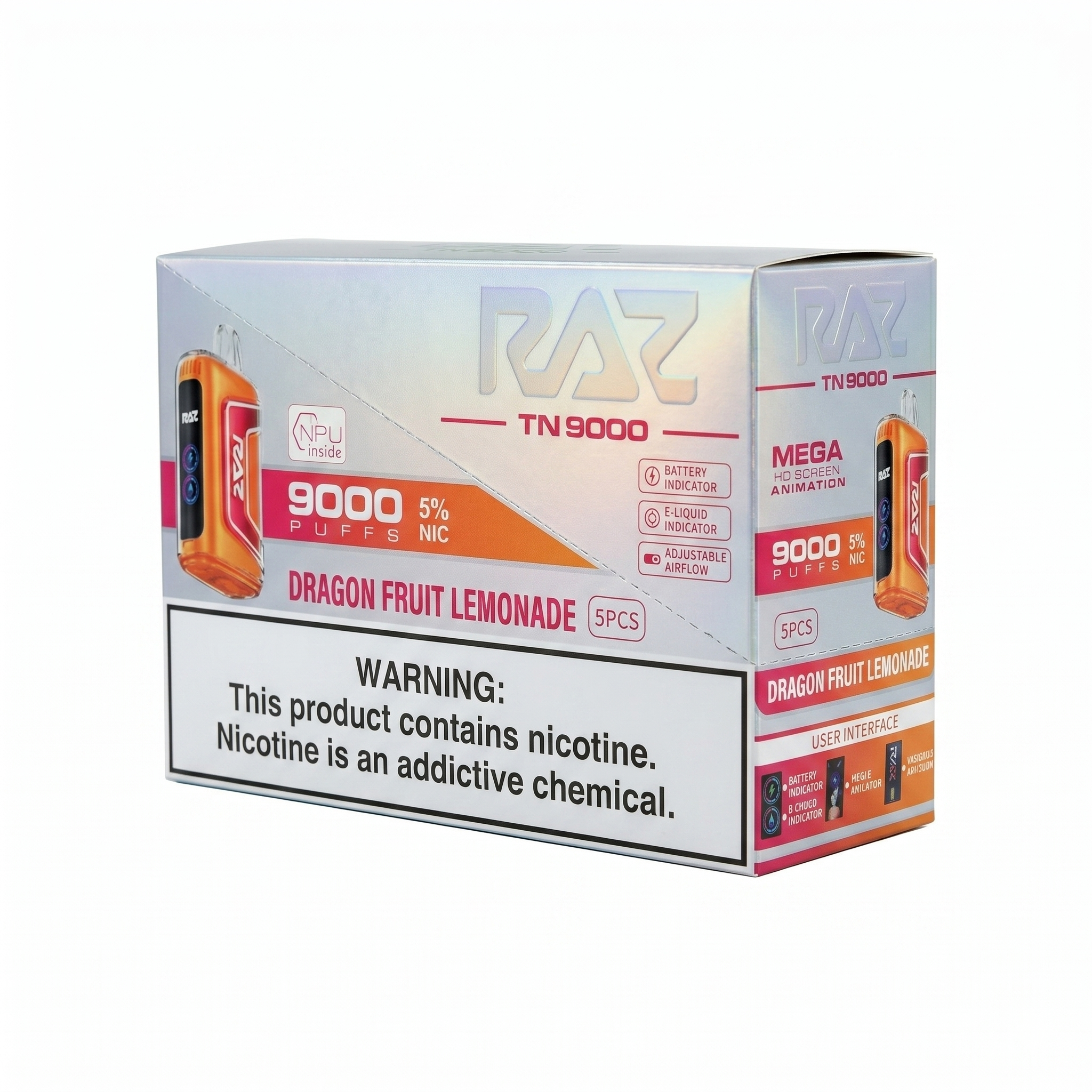 Raz TN9000 9000 Puffs 5 Pack - Dragon Fruit Lemonade