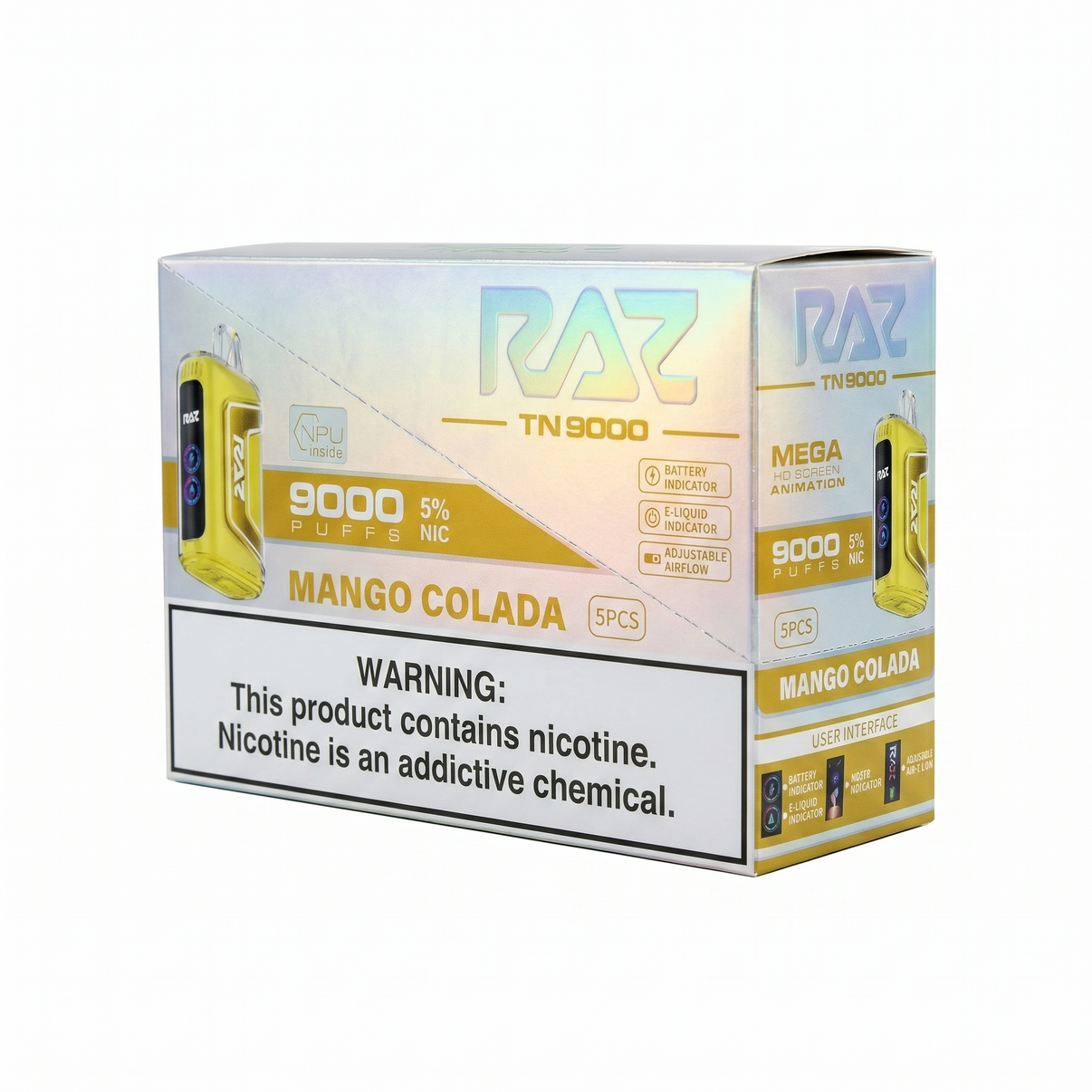 Raz TN9000 9000 Puffs 5 Pack - Mango Colada