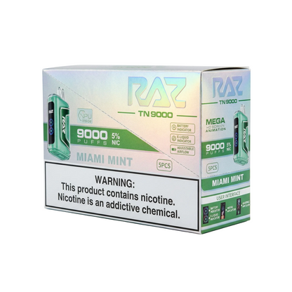 Raz TN9000 9000 Puffs 5 Pack - Miami Mint
