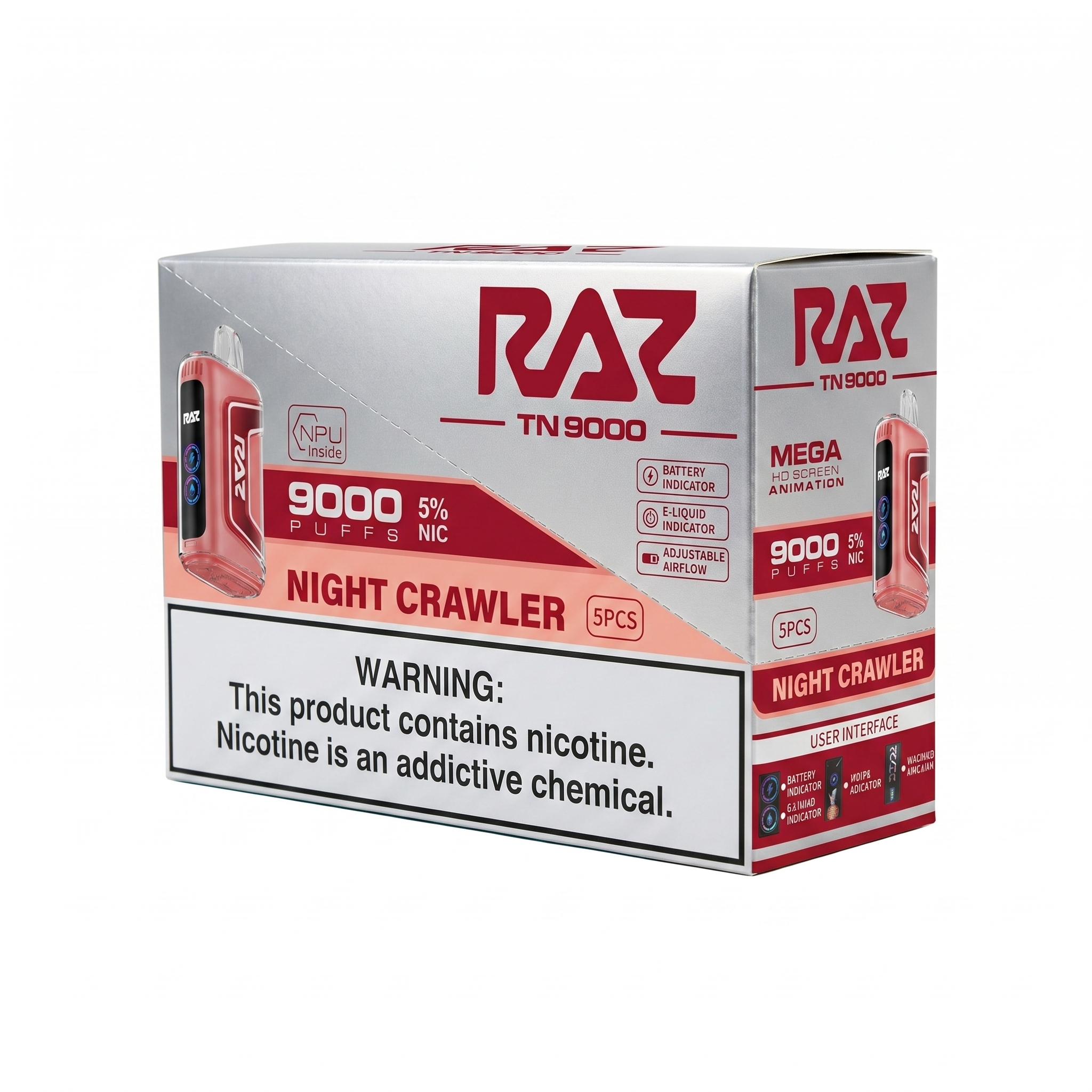 Raz TN9000 9000 Puffs 5 Pack - Night Crawler