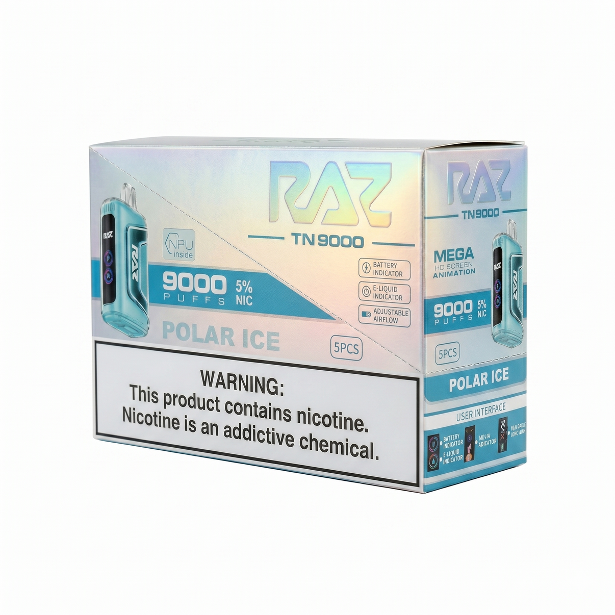 Raz TN9000 9000 Puffs 5 Pack - Polar Ice