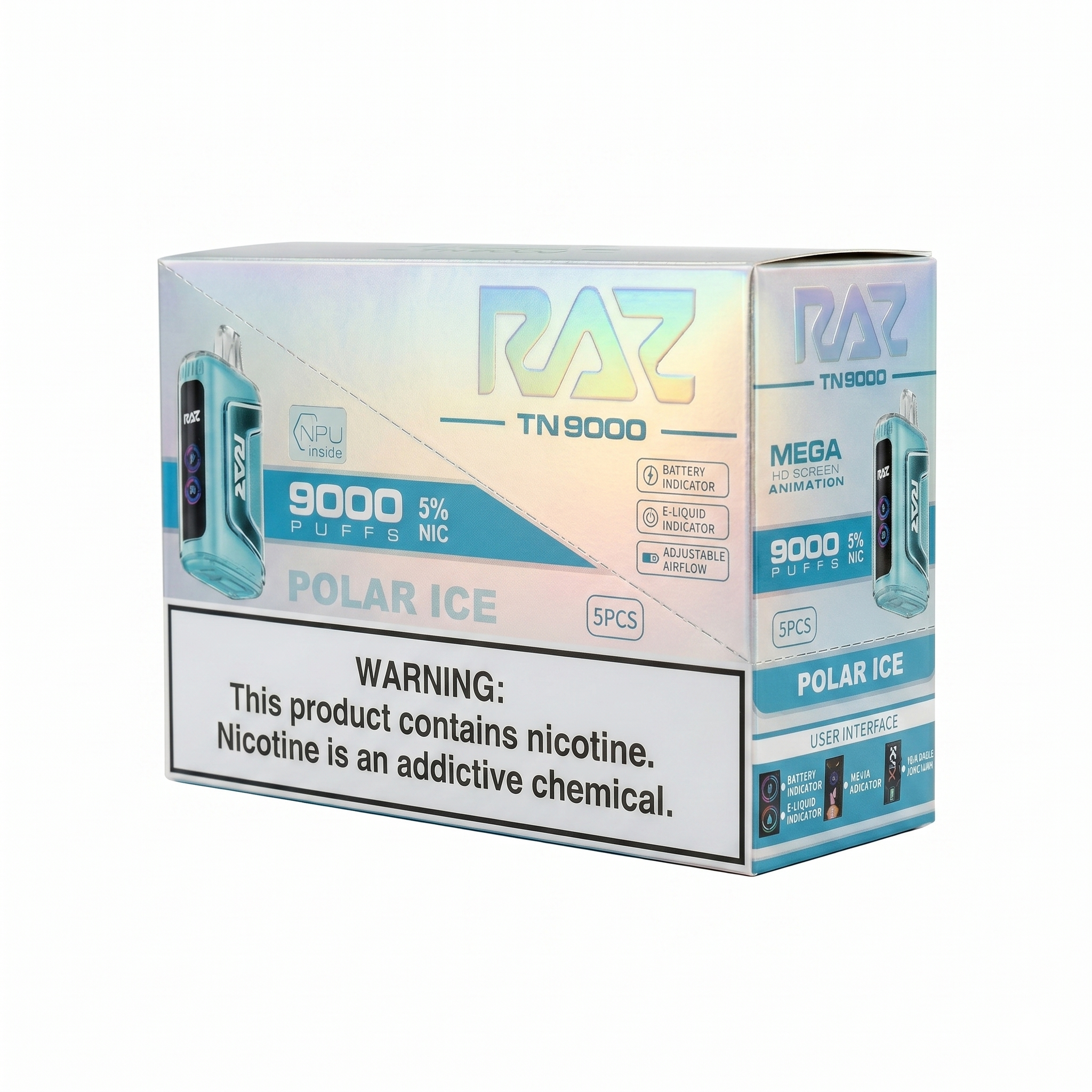 Raz TN9000 9000 Puffs 5 Pack - Polar Ice