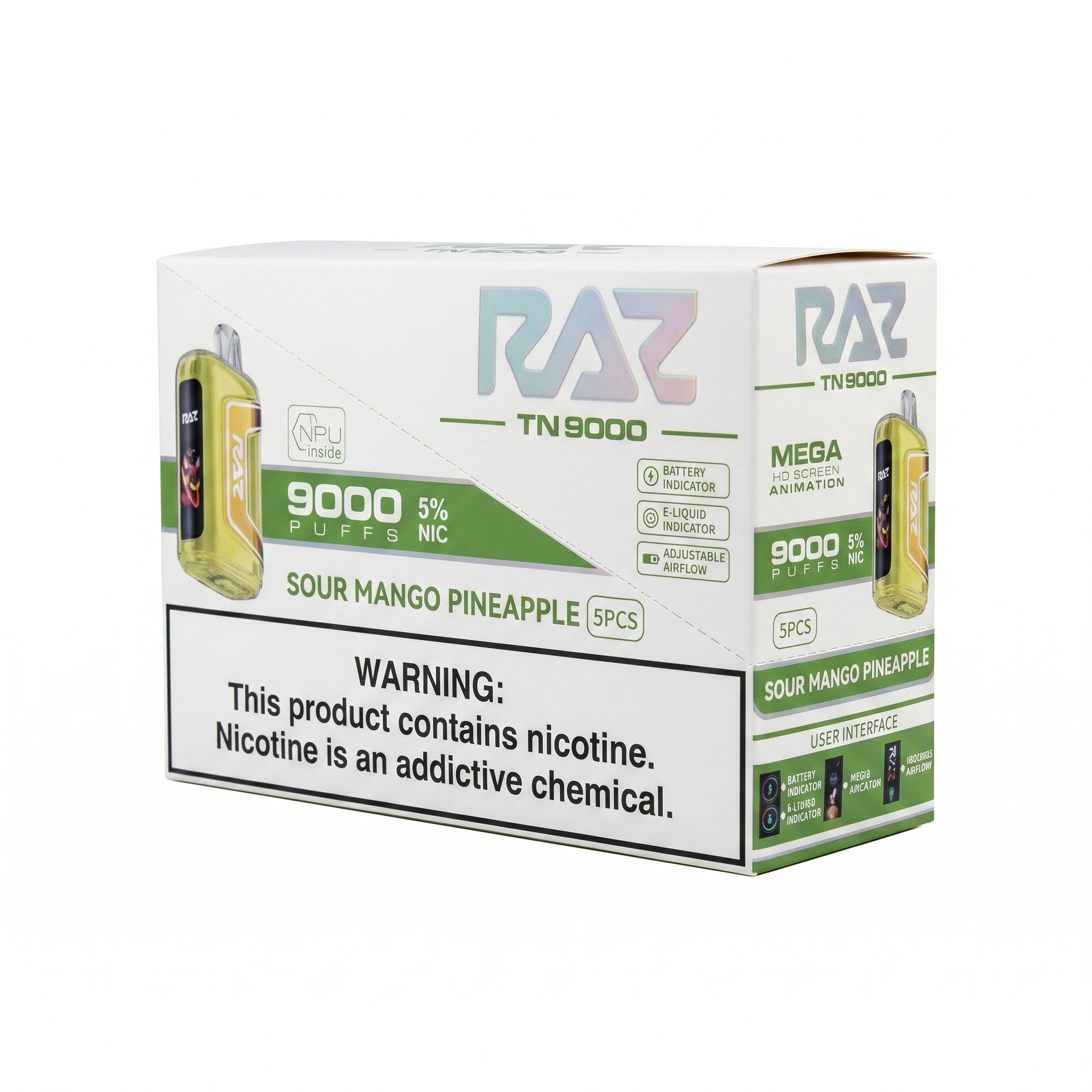 Raz TN9000 9000 Puffs 5 Pack - Sour Mango Pineapple