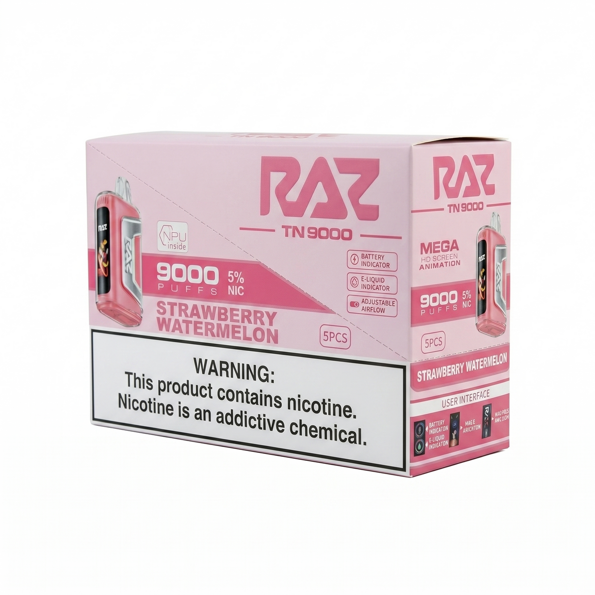 Raz TN9000 9000 Puffs 5 Pack - Strawberry Watermelon