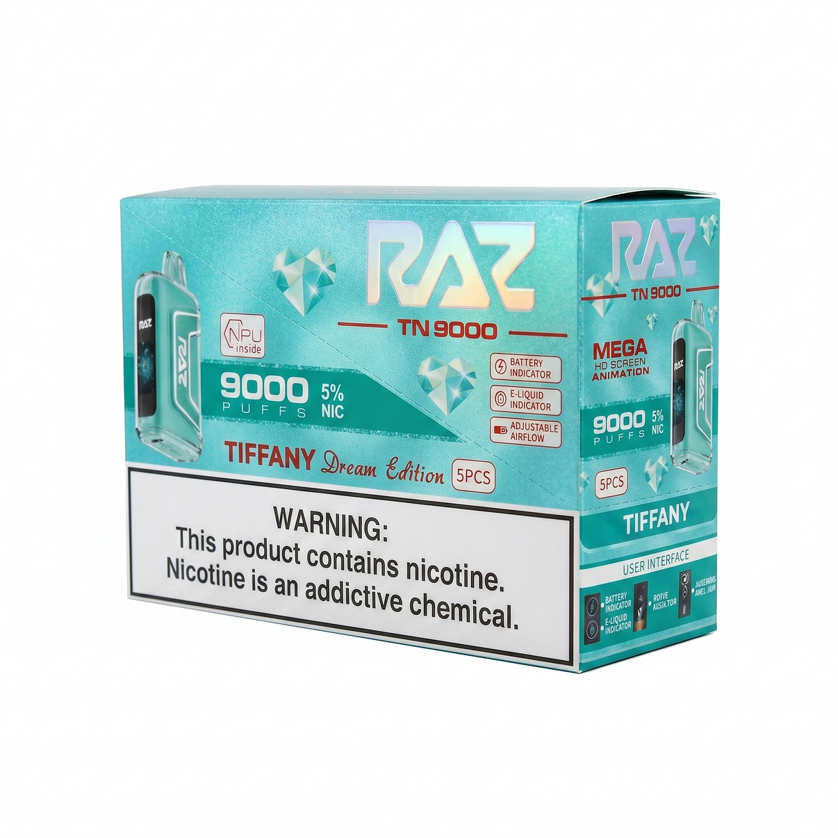 Raz TN9000 9000 Puffs 5 Pack - Tiffany