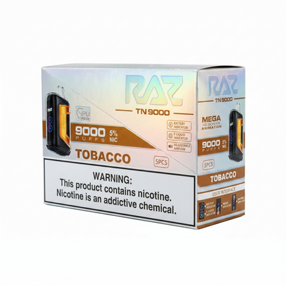 Raz TN9000 9000 Puffs 5 Pack - Tobacco