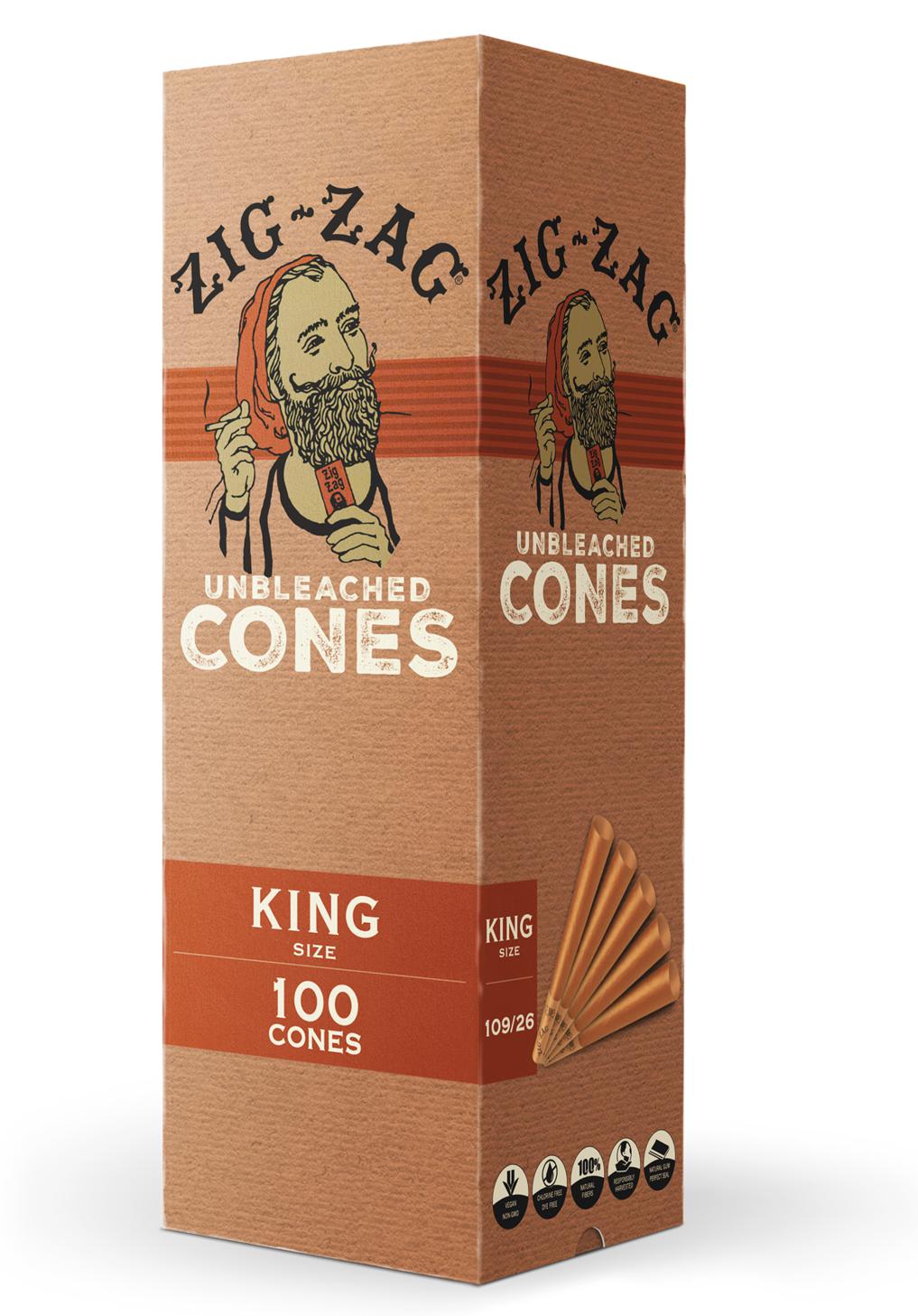 Zig Zag Unbleached Pre-Rolled Cones Mini Bulk 100 Pack - King Size