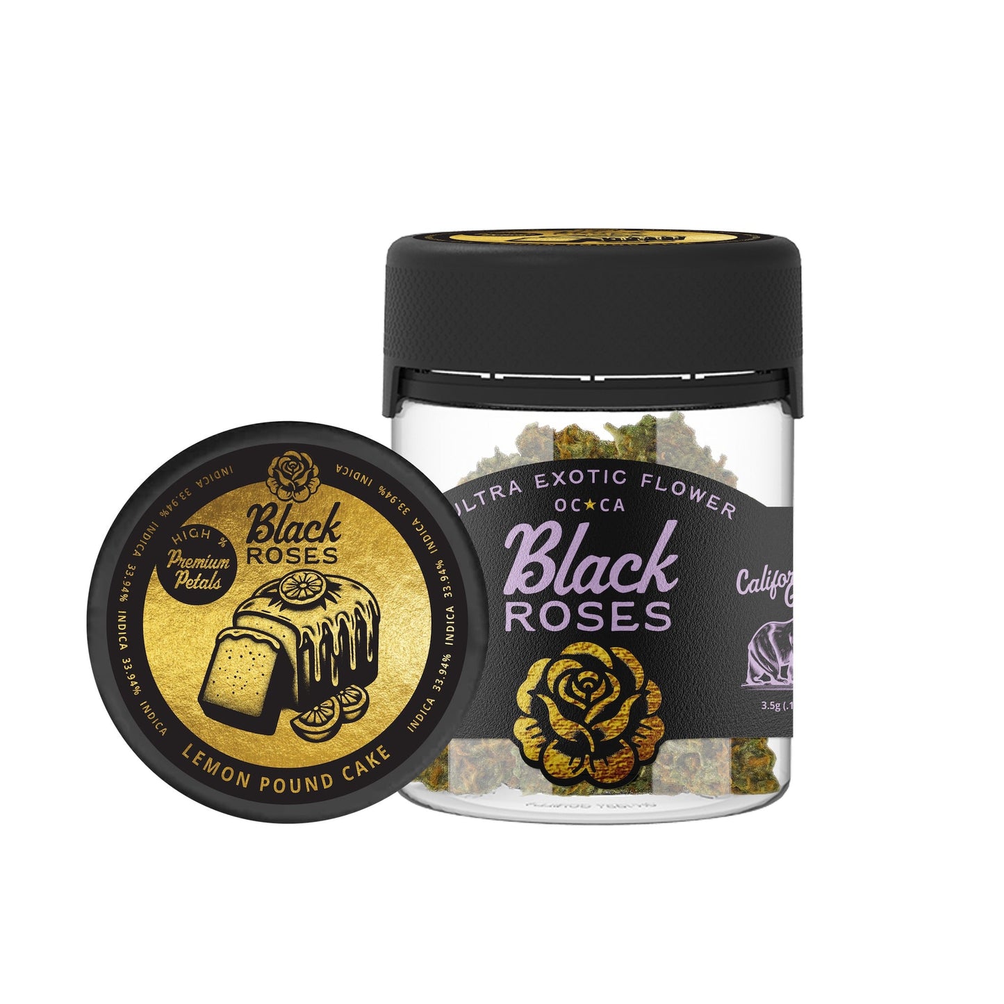 Black Roses Ultra Exotic Lemon Pound Cake THC-A Flower - 3.5g - hqdtechusa