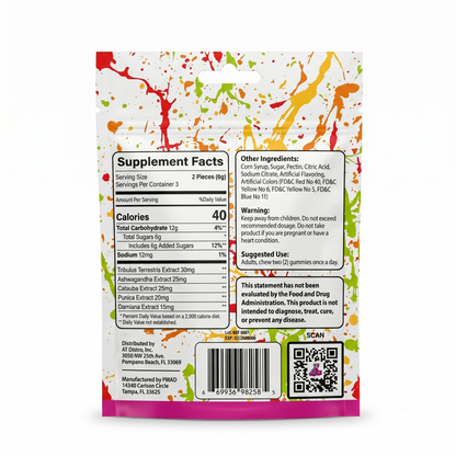 Bliss Bears Female Enhancement Gummies (6 Ct) - Supplement Facts Back Packaging
