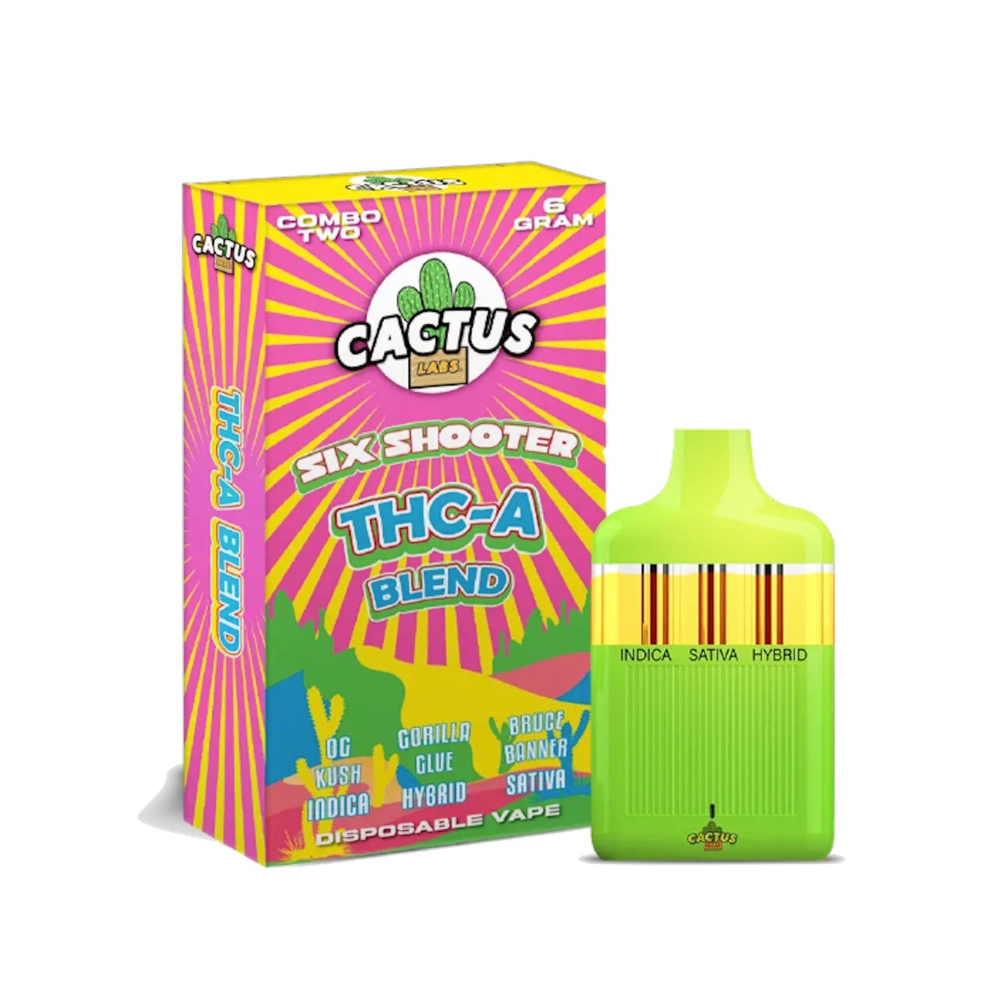 Cactus Labs Six Shooter Liquid Diamonds THC-A Blend Vaporizer - 6000mg