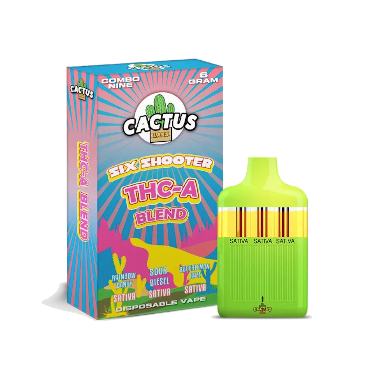 Cactus Labs Six Shooter Liquid Diamonds THC-A Blend Vaporizer - 6000mg - hqdtechusa