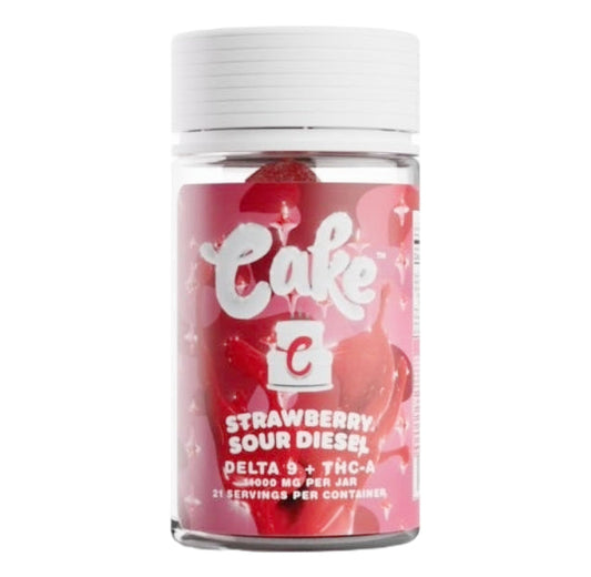 Cake Delta 9 + THC-A Strawberry Sour Diesel Gummies - 11,000mg - hqdtechusa