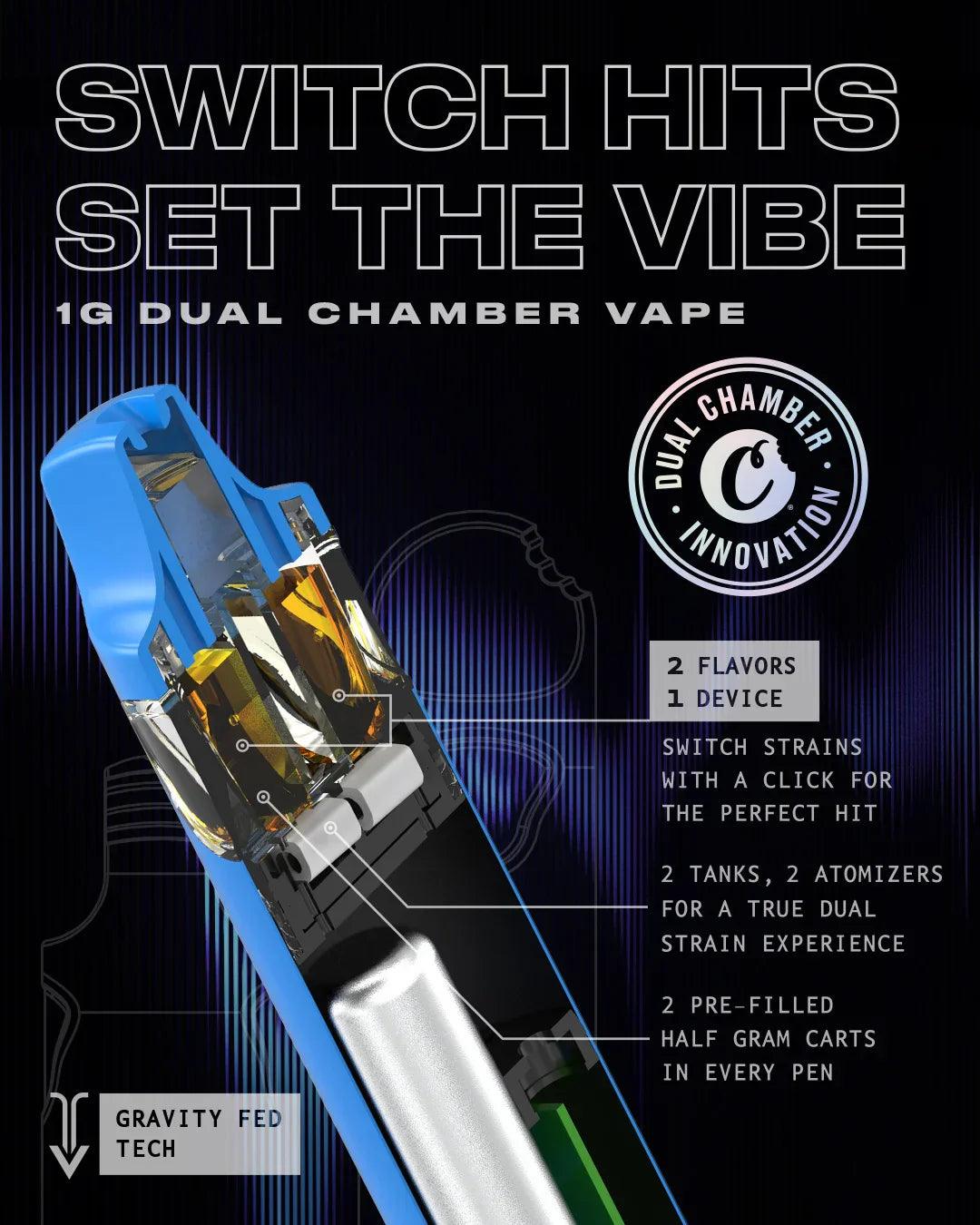 Cookies Live Resin Dual Chamber Vape 1G - Dual Strain | THC Disposable Vapes | HQD Tech USA