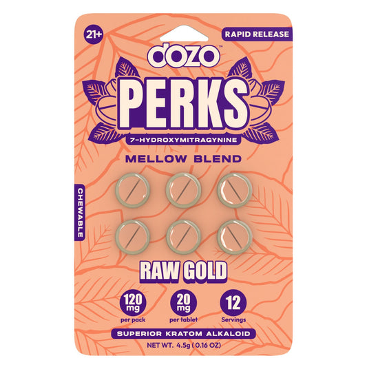 Dozo Perks 7-Hydroxymitragynine (7-OH) Mellow Blend Blend  Tablets- 120mg (6ct)