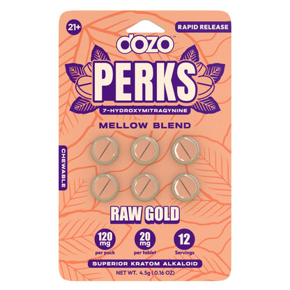 Dozo Perks 7-Hydroxymitragynine (7-OH) Mellow Blend Blend Tablets- 120mg (6ct) - hqdtechusa