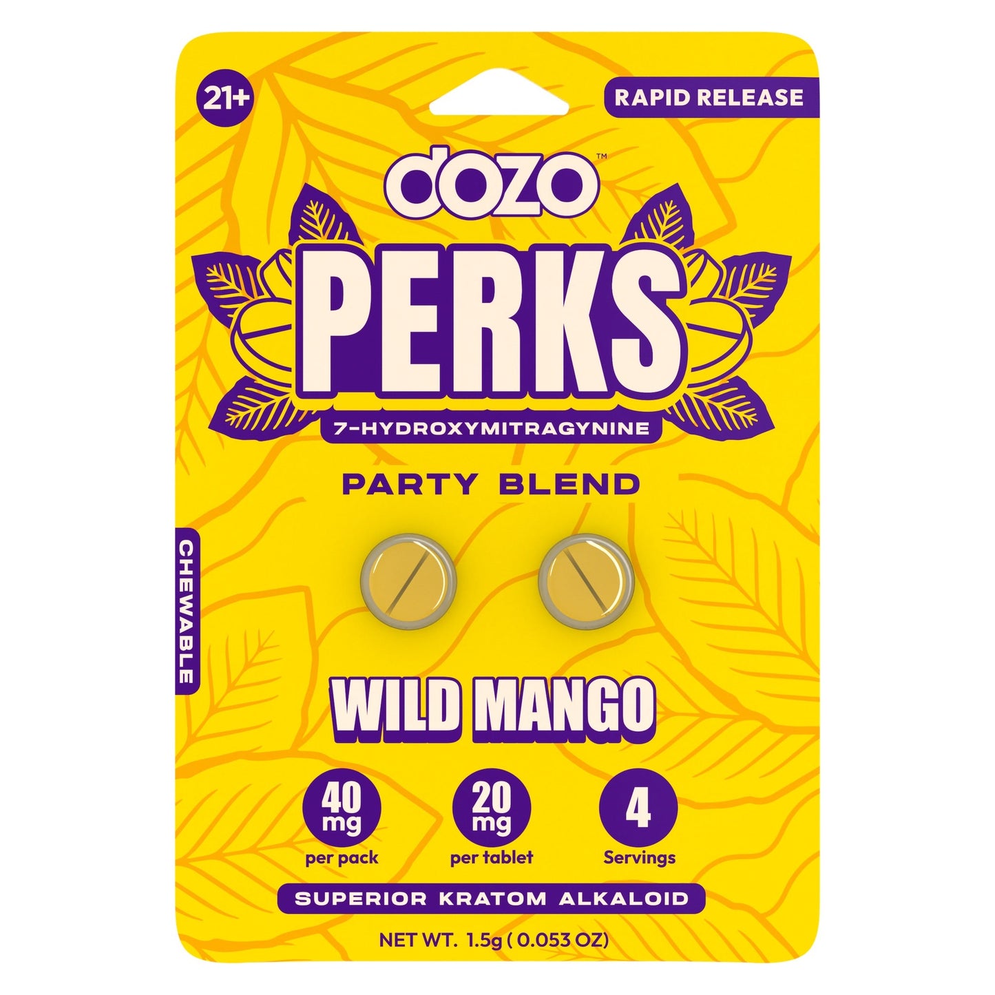 Dozo Perks 7-Hydroxymitragynine (7-OH) Party Blend Tablets - 40mg (2ct)