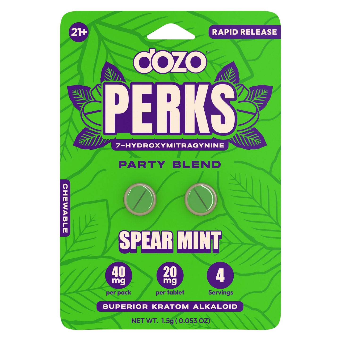 Dozo Perks 7-Hydroxymitragynine (7-OH) Party Blend Tablets - 40mg (2ct)