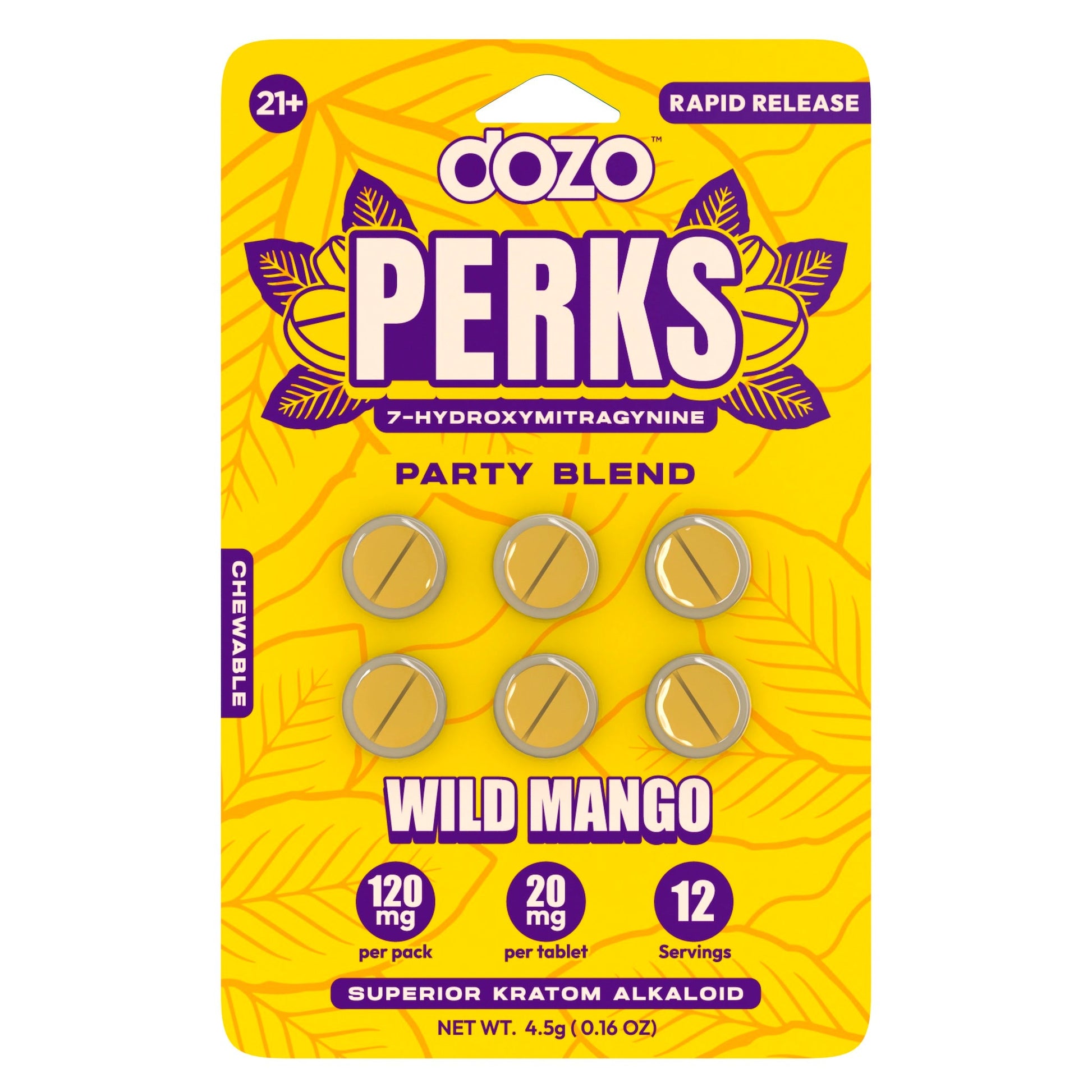 Dozo Perks 7-Hydroxymitragynine (7-OH) Party Blend Tablets- 120mg (6ct) - hqdtechusa