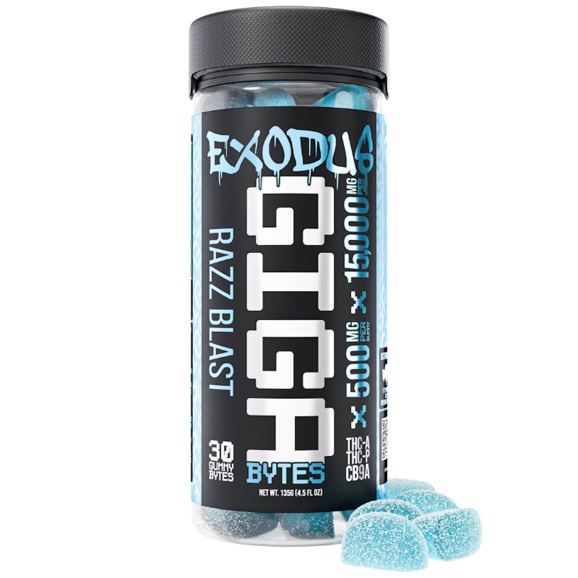 Exodus Gigabyte Razz Blast THC-A Gummies - 15,000mg - hqdtechusa