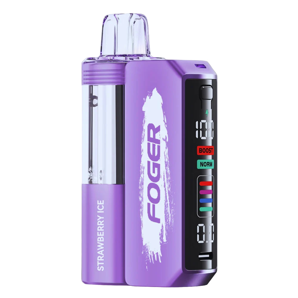Purple Foger Strawberry Ice vape device with digital display and boost mode