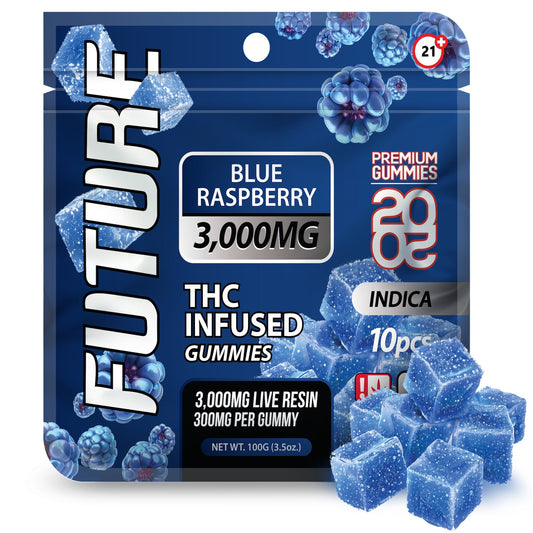 Future THC-A Infused Blue Raspberry Gummies - 3000mg - hqdtechusa