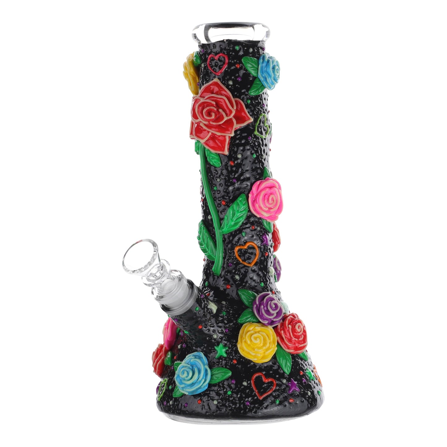 GITD Flower Power Beaker Bong - 10in