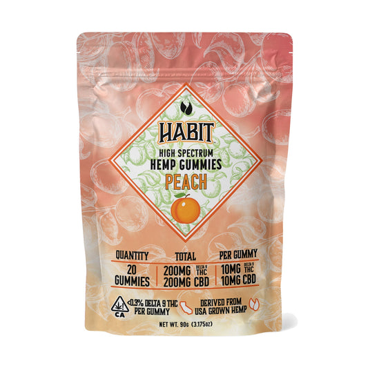 Habit High Spectrum Delta 9 + CBD Peach Gummies - 200mg - hqdtechusa