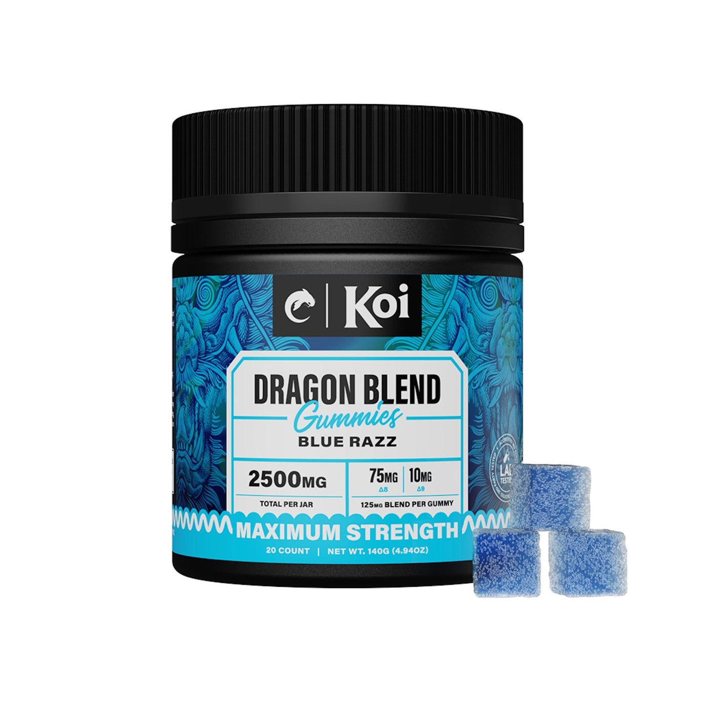 Koi Dragon Blend Blue Razz Gummies - 2500mg - hqdtechusa