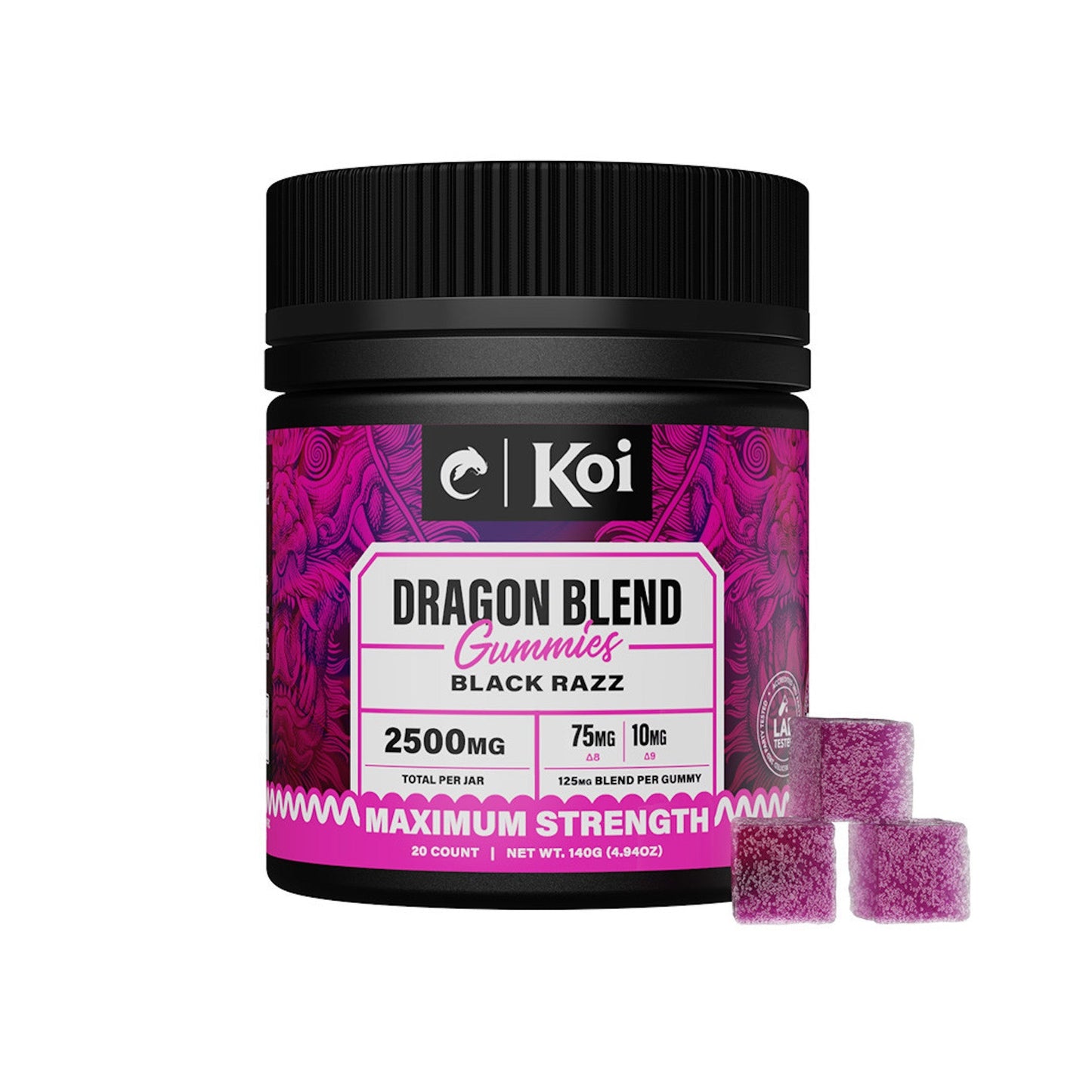 Koi Dragon Blend Raspberry Gummies - 2500mg - hqdtechusa