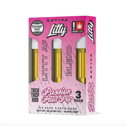 Litty AF Blend Passion Fruit Pop Cartridge - 3 Pack - hqdtechusa