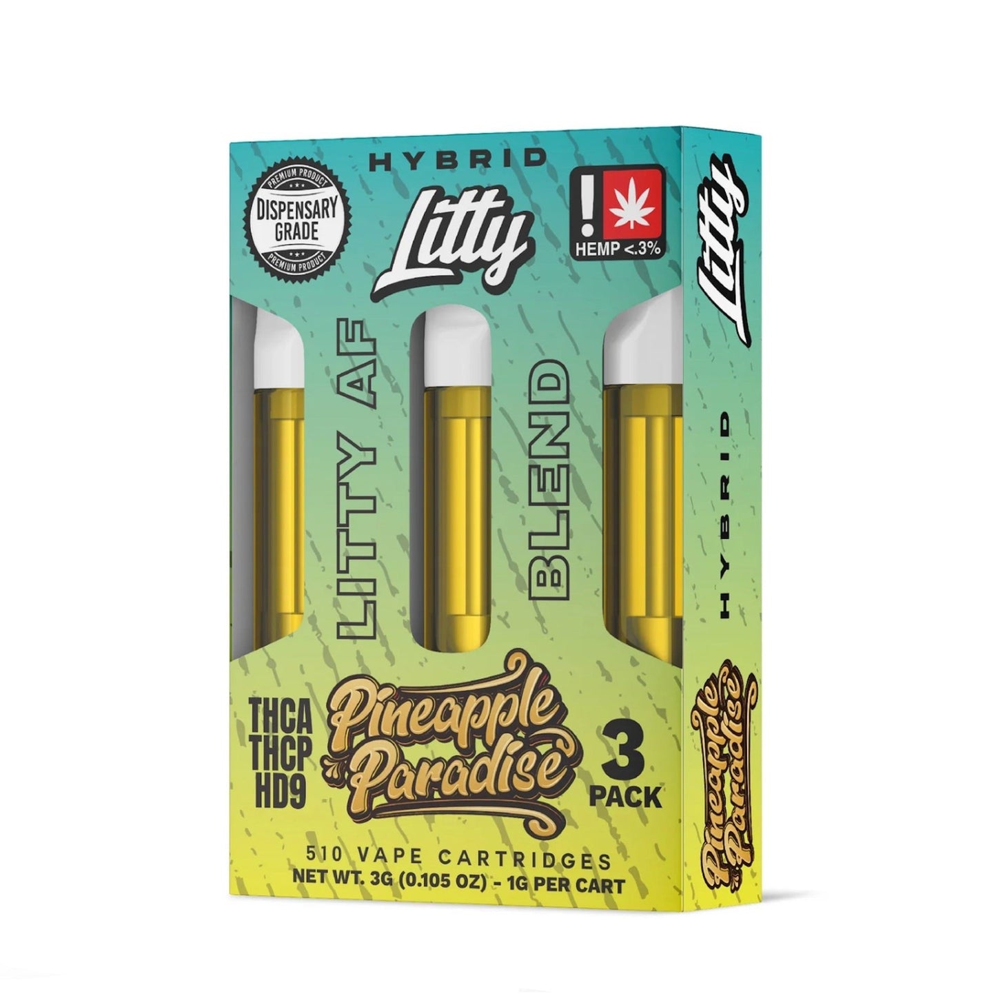 Litty AF Blend Pineapple Paradise Cartridge - 3 Pack - hqdtechusa