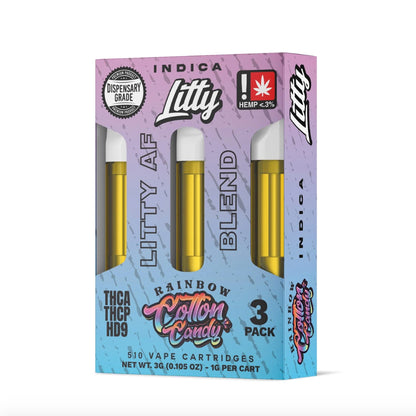 Litty AF Blend Rainbow Cotton Candy Cartridge - 3 Pack - hqdtechusa