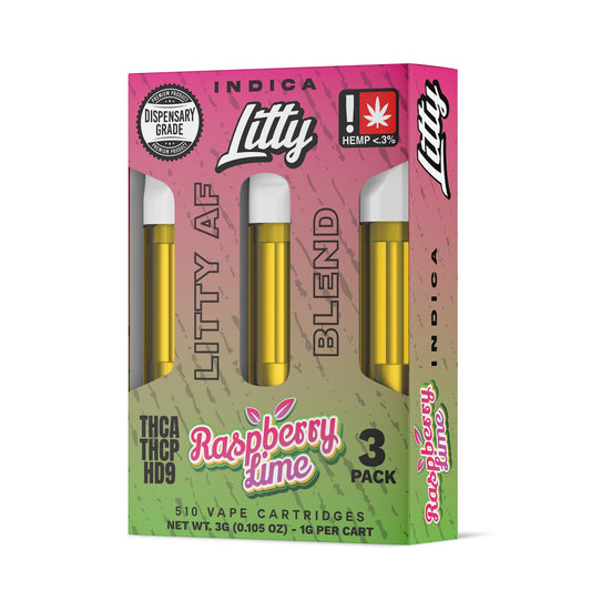 Litty AF Blend Raspberry Lime Cartridge - 3 Pack