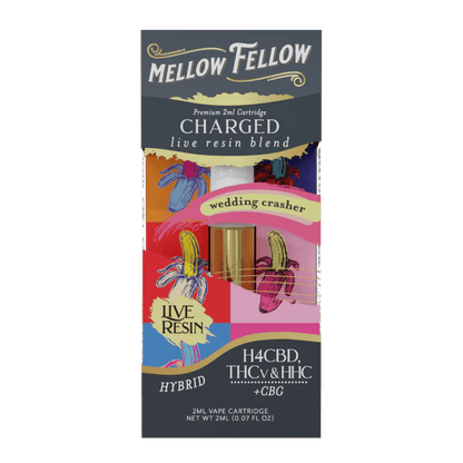 Mellow Fellow Charged Blend Live Resin Vape Cartridge 2G | THC Disposable Vapes | HQD Tech USA