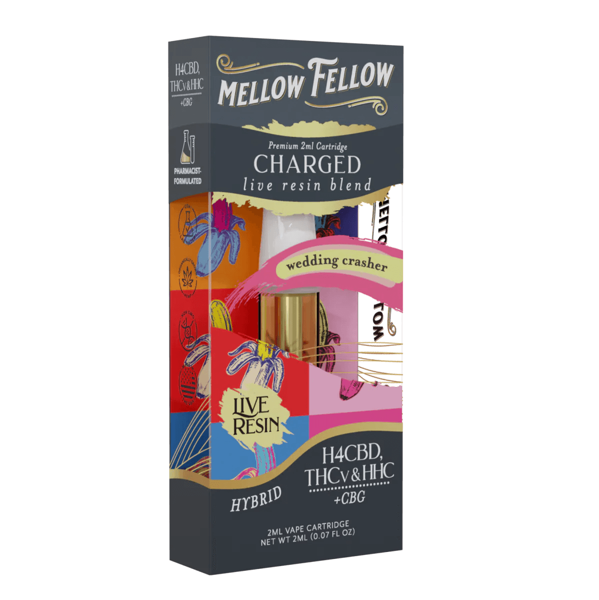 Mellow Fellow Charged Blend Live Resin Vape Cartridge 2G | THC Disposable Vapes | HQD Tech USA