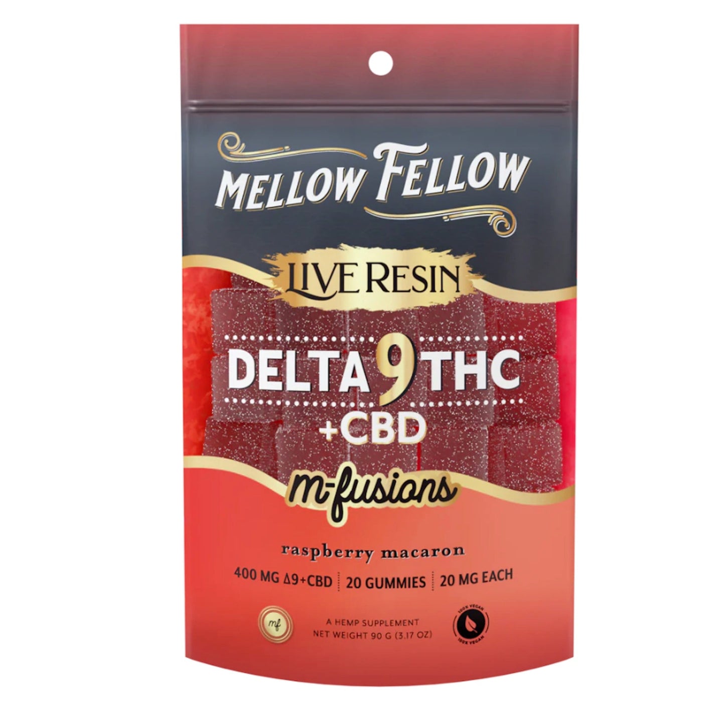 Mellow Fellow Delta 9 + CBD Raspberry Macaron Gummies - 400mg