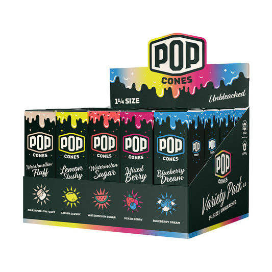 POP Cones 1 1/4 Unbleached Variety V2 Flavors 25 Packs