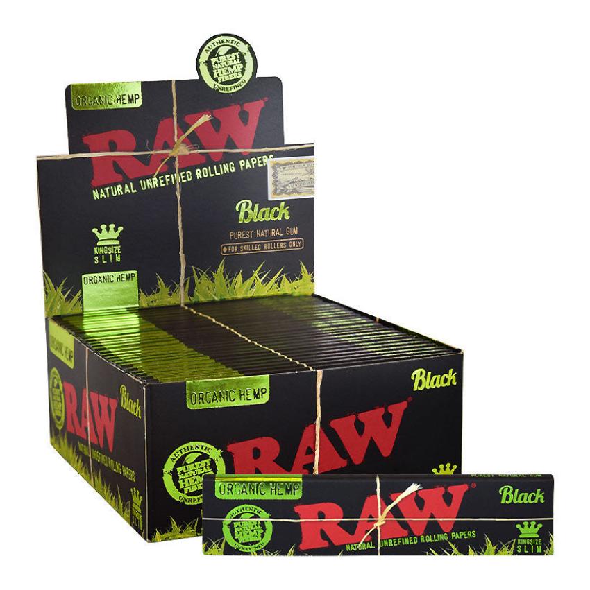 RAW Black Organic Hemp King Size Slim Papers | Rolling Papers | HQD Tech USA