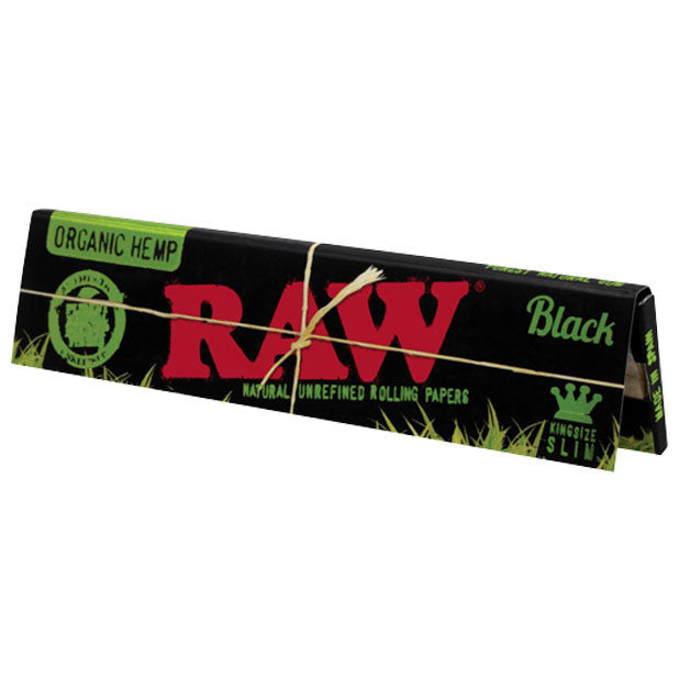 RAW Black Organic Hemp King Size Slim Papers | Rolling Papers | HQD Tech USA