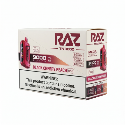 Raz TN9000 9000 Puffs 5 Pack - Black Cherry Peach