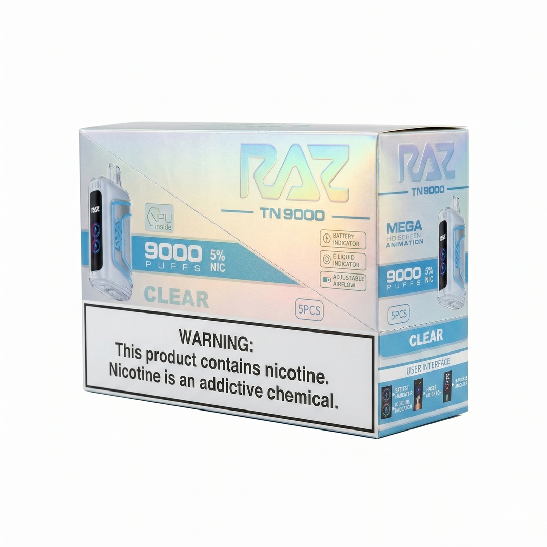 Raz TN9000 9000 Puffs 5 Pack - Clear
