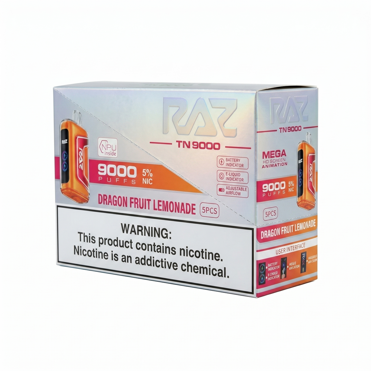 Raz TN9000 9000 Puffs 5 Pack - Dragon Fruit Lemonade